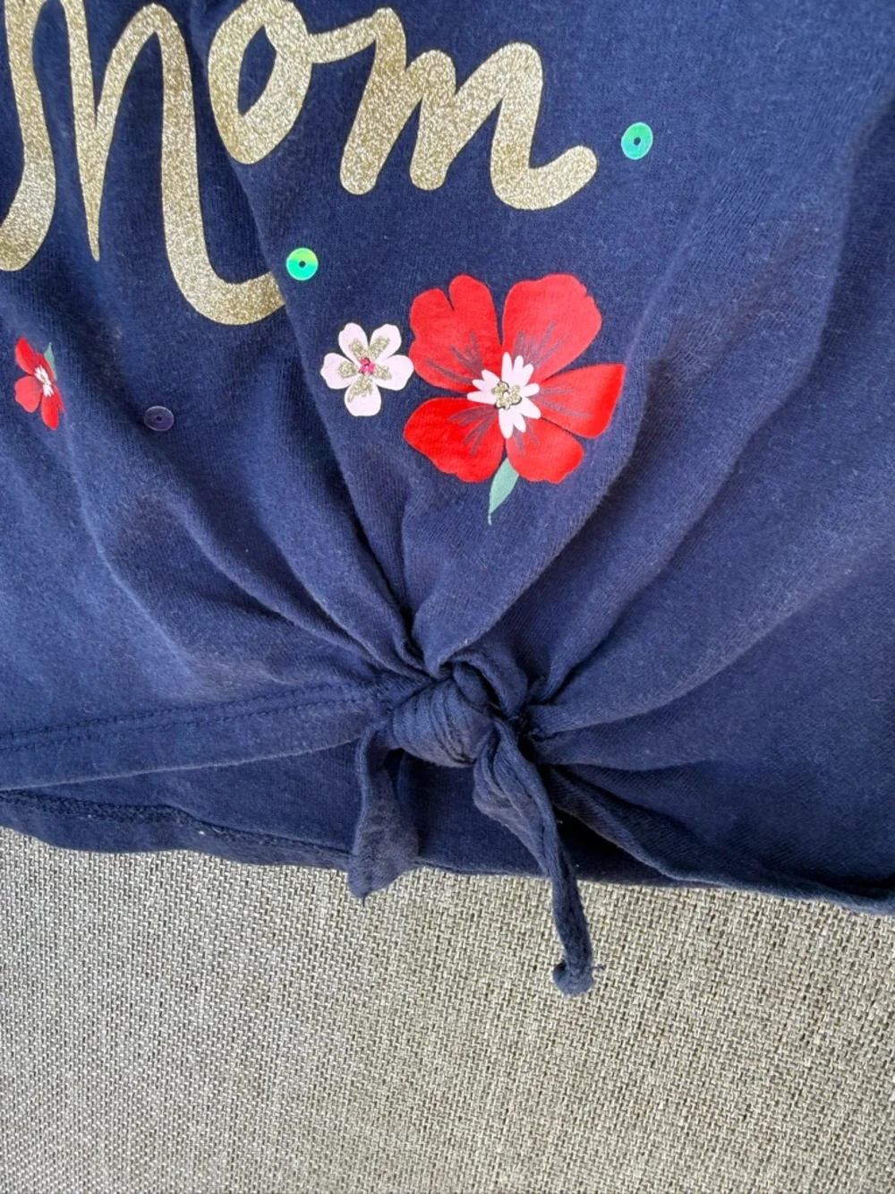Carters Childrens’s T- Shirt “ Sparkle Like Mom”, Flowers, Sparkles Tie Waist 2T